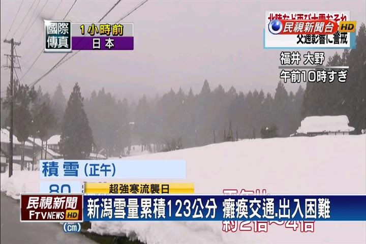 超強寒流肆虐日本 大雪釀4死48傷意外