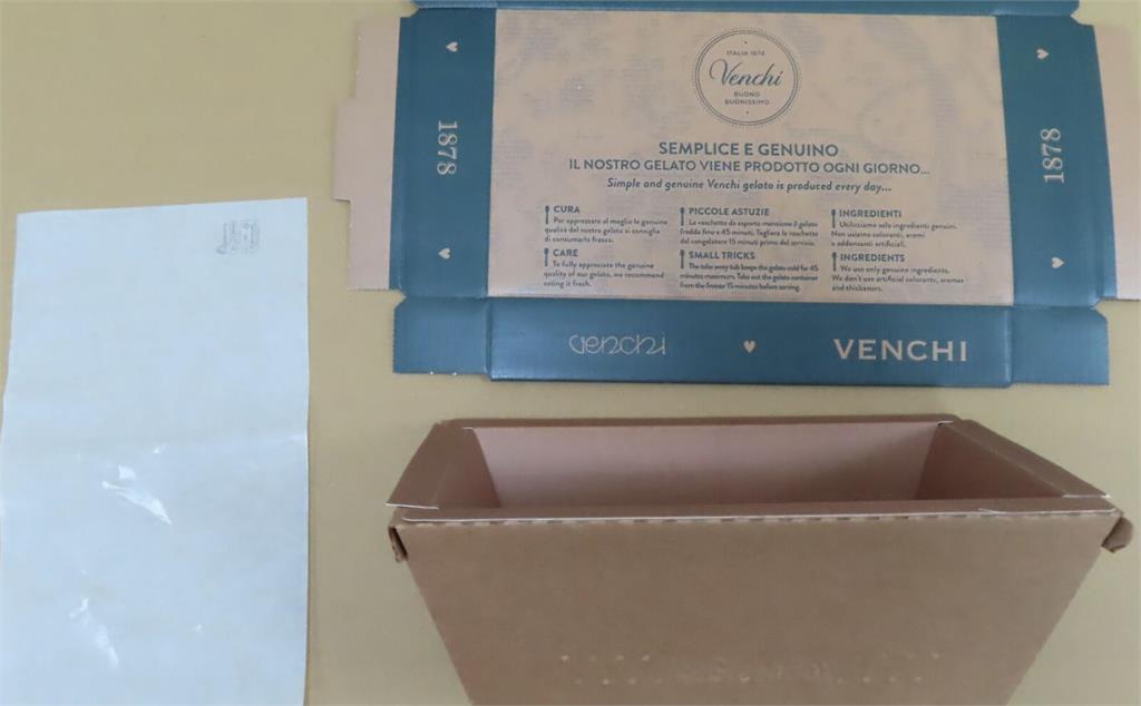 高檔義式冰淇淋「Venchi」出包！   食藥署抓到外帶盒有螢光增白劑