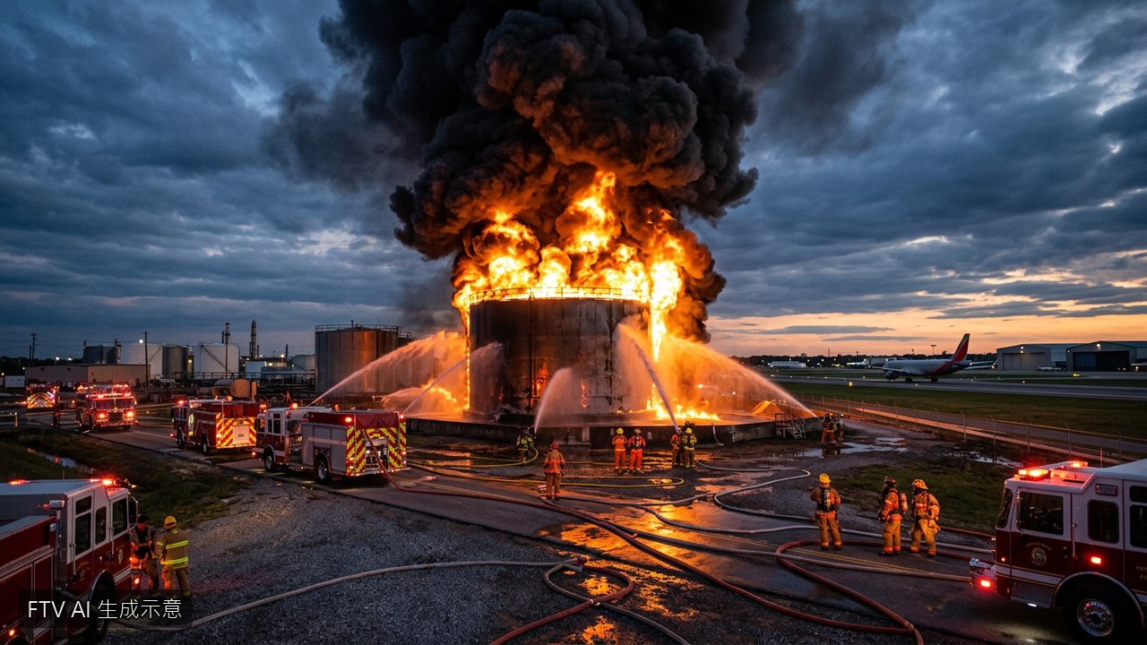 沙國利雅德機場驚傳爆炸聲　阿美石油油槽起火燃燒