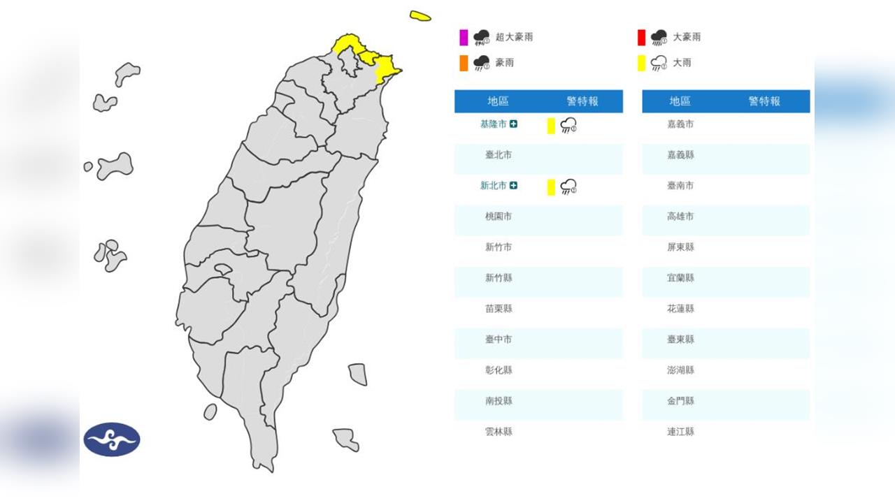快新聞／雨彈開炸！2縣市大雨特報　下到明天