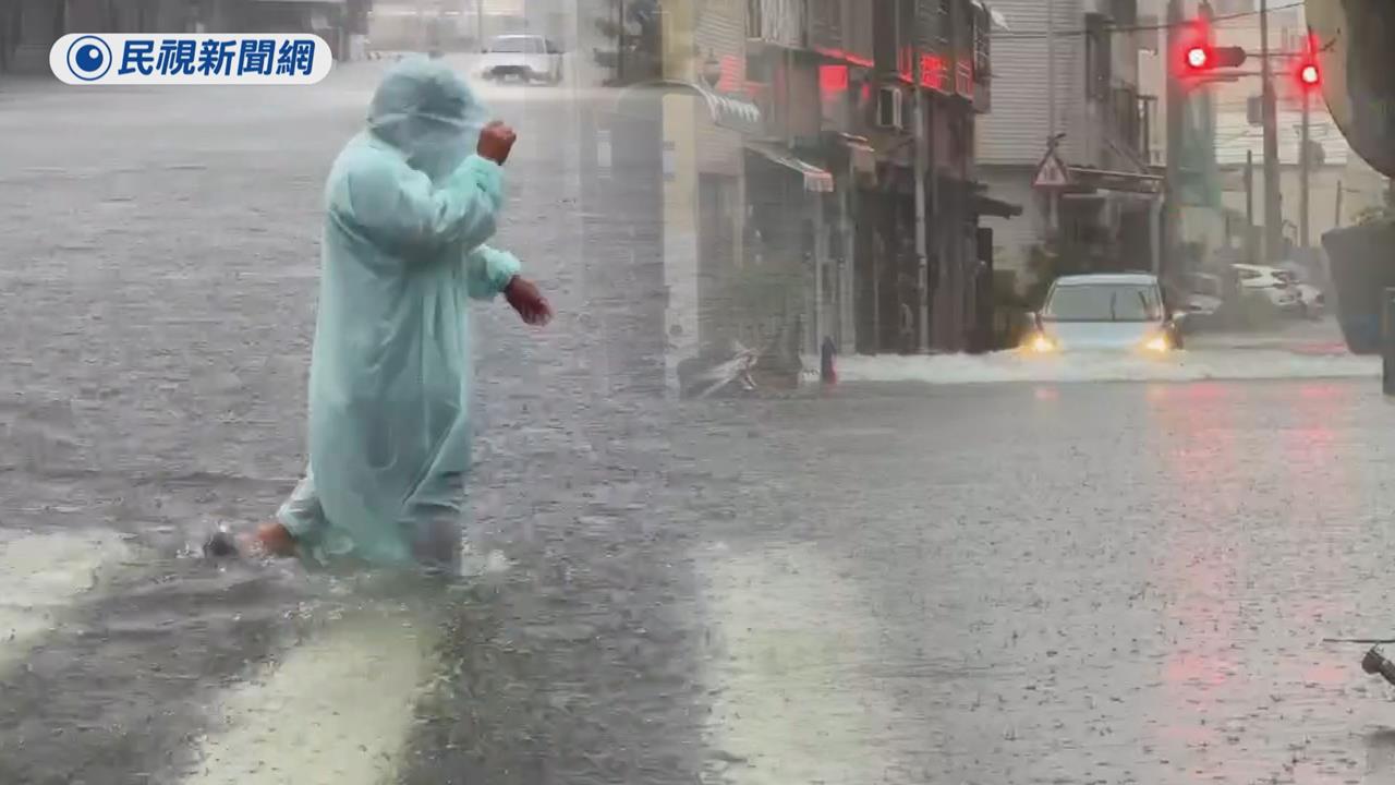 南台灣暴雨狂炸成水鄉　汽車險遭滅頂畫面曝