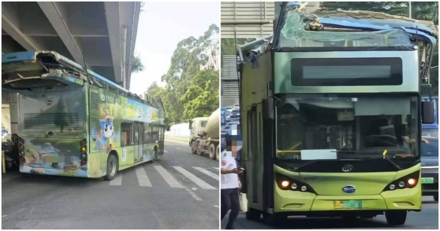 兩層變一層!深圳雙層巴士遭高架路「剃頭」 事發原因引起關注