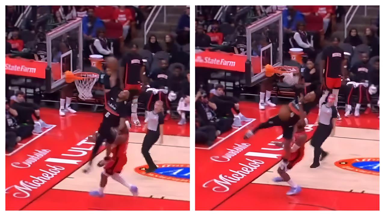 NBA(影)／馬刺卡斯特熱身「拉壞籃框」沒再怕！比賽上演「拉桿爆扣」再度重捶籃框