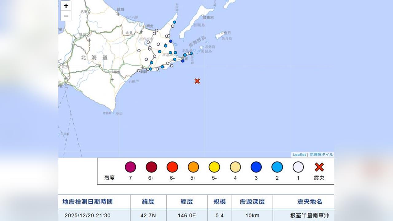 快新聞／北海道外海發生「規模5以上連環震」　日氣象廳曝「無海嘯風險」