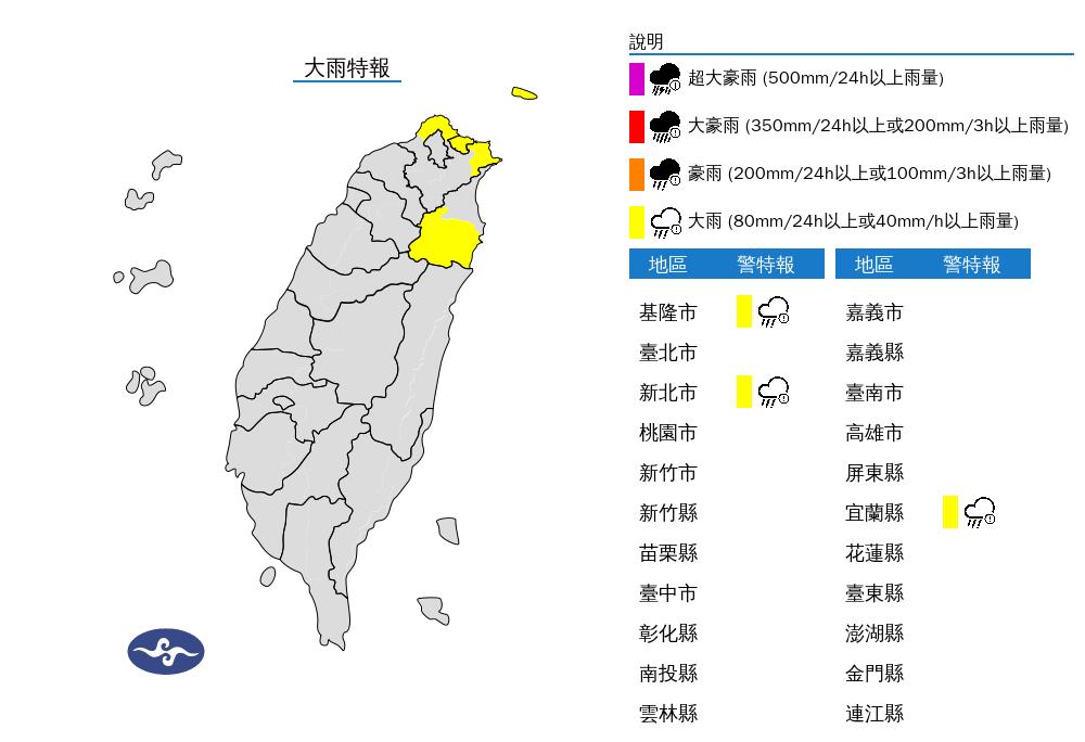 快新聞／雨彈開炸！　3縣市大雨特報