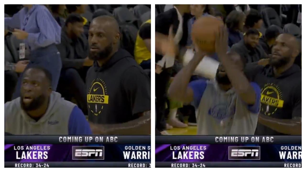 NBA(影)／「詹皇」很調皮喔！勇士格林練罰球「火鍋伺候」兩人笑翻擁抱展現好交情