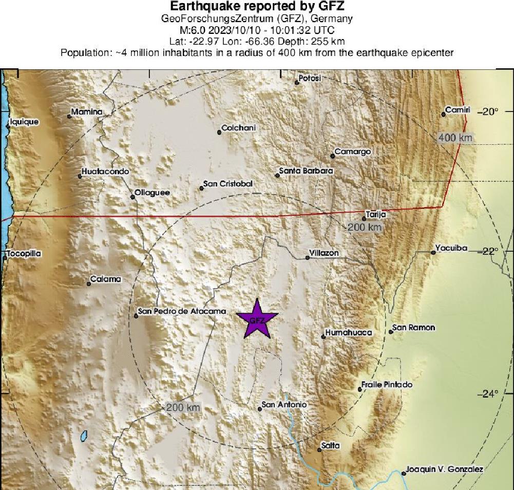 快新聞／阿根廷西北部發生6.0強震　震源深度255公里「暫無災情傳出」