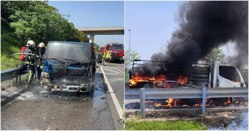 國道3號連爆火燒車意外!2小時內「2輛小貨車狂燒」駕駛驚恐急逃