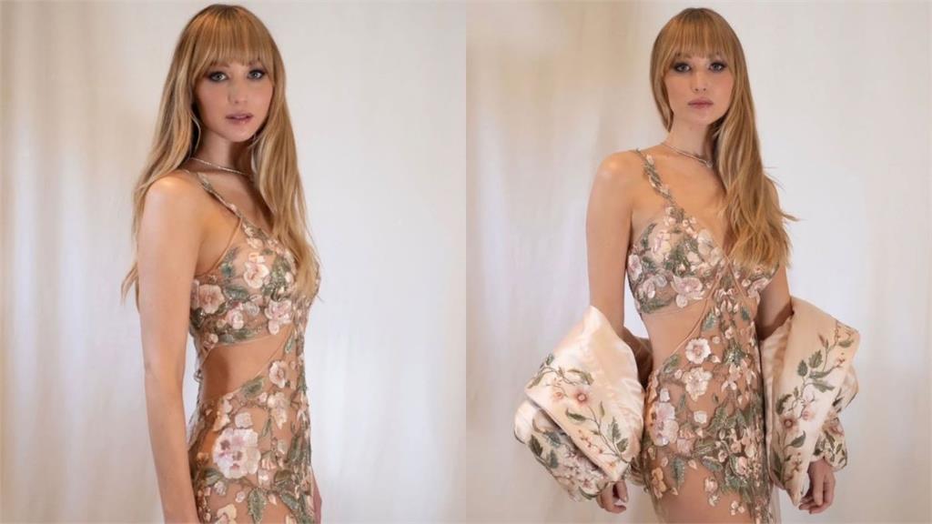 我快全裸了！珍妮佛勞倫斯透視裝現身金球獎　深Ｖ側腰挖空辣翻