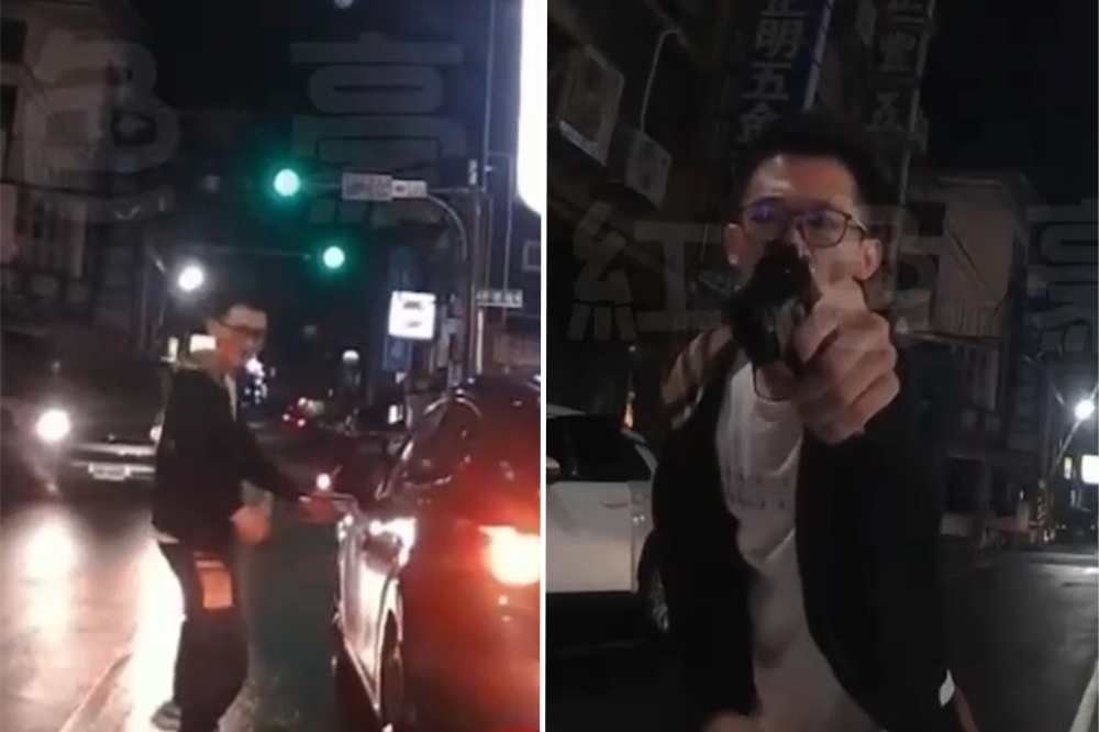 恐怖!不滿被按喇叭 惡男攔車叫囂亮槍更「扣板機」