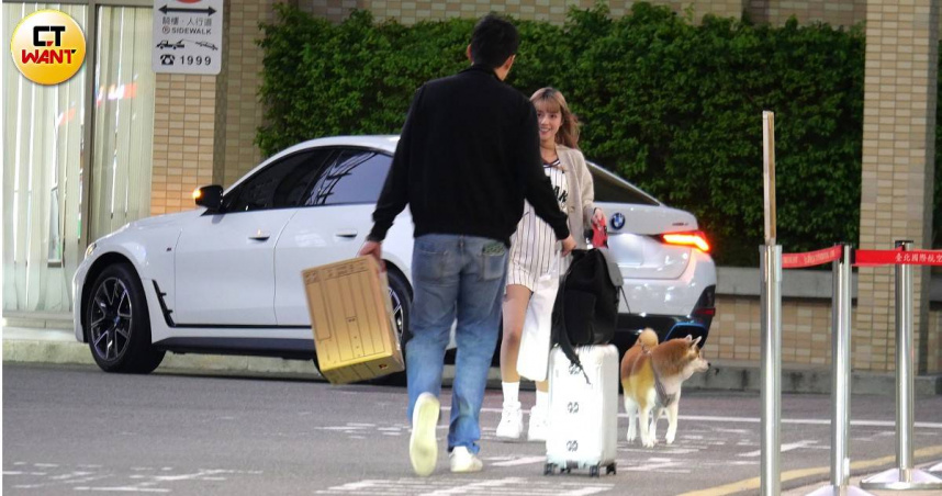 雙棲女神戀愛中1／樂天女孩黃禹菡牽CEO男友甜蜜接吻　開雙B豪車共返愛巢