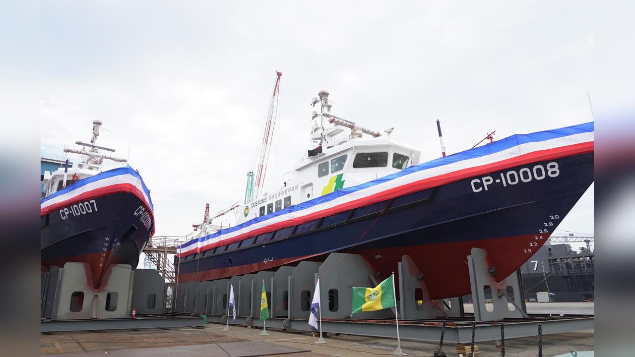 台船公司承造財政部關務署　100噸級巡緝艇2艘命名暨下水典禮