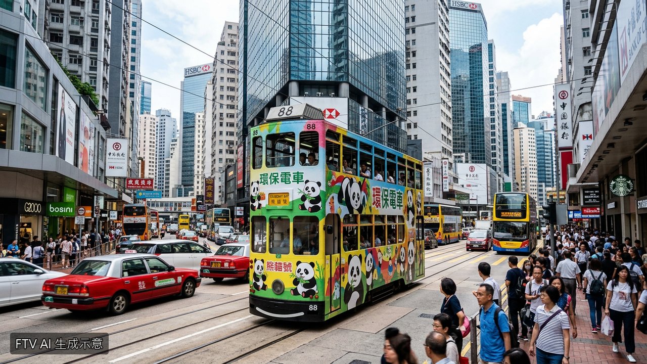 香港大熊貓雙胞胎迎2歲生日 4輛3D彩繪電車萌翻街頭