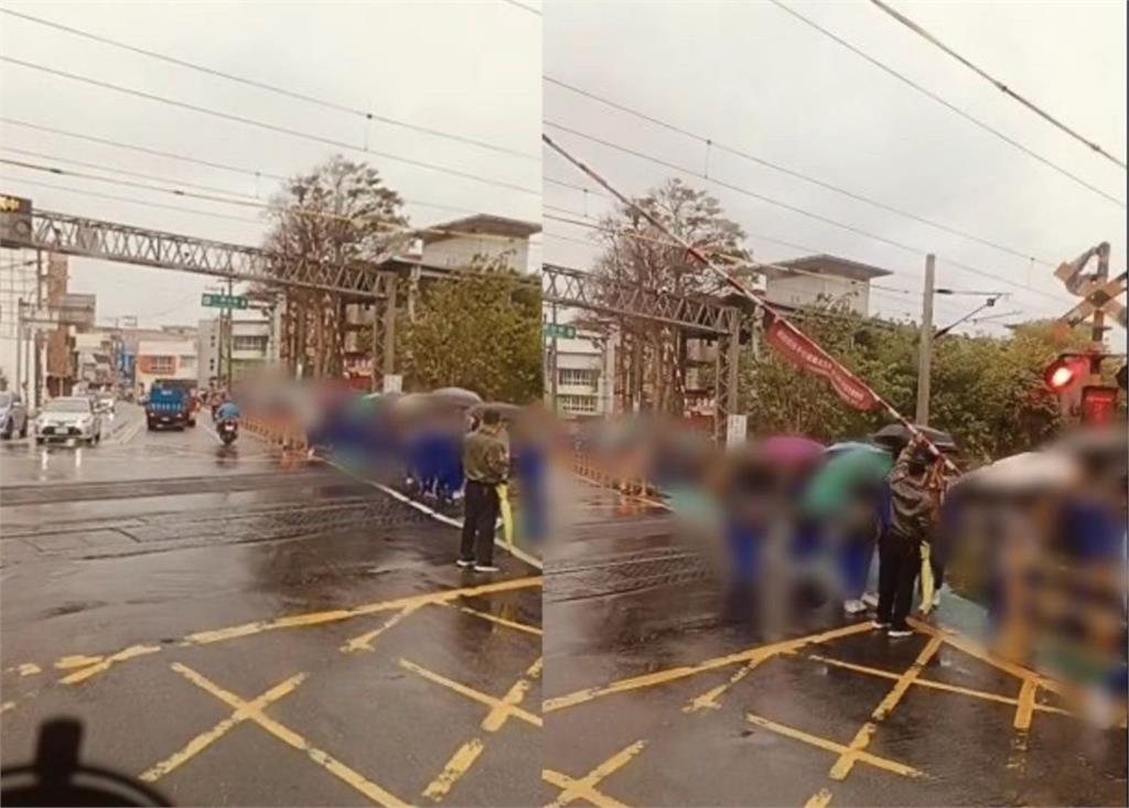 不甩平交道警鈴！通行學生龜速走師幫「扛柵欄」　畫面曝光網友怒了
