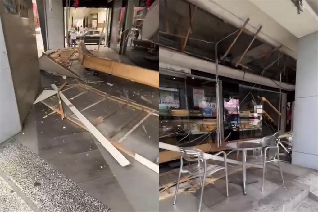快新聞／嚇！新竹巨城旁咖啡烘焙店「天花板整片掉落」 少女被砸到頭送醫