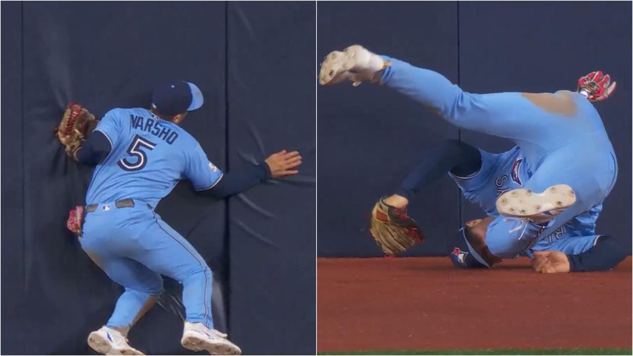 MLB(影)/煞車拔掉了!外野手「全力衝刺撞牆」完成最驚悚接殺 他拚勁獲全場掌聲