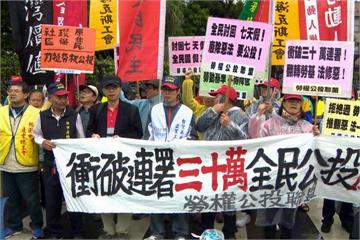 反新勞基法 勞權公投聯盟政院門口抗議表訴求