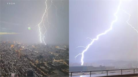 冷心低壓籠罩「雷神夜襲」閃電猛劈　台北101直擊畫面曝光鄭明典認證：超巨！