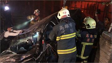 深夜酒駕車速快！小轎車撞台鐵地下化工地