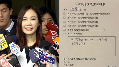 民眾黨楊寶楨「宣布退黨」！決定「獨立參選台中市議員」：不認同黨內霸凌文化