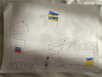 快新聞／烏克蘭總統顧問貼7歲兒畫作　嘆戰爭已烙印在孩子記憶中