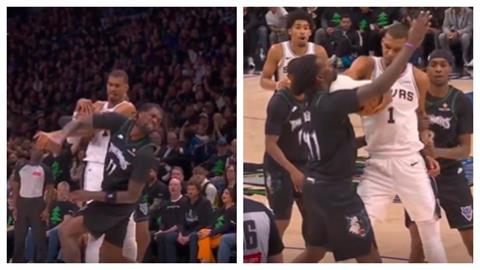 NBA(影)/「馬刺斑馬」惡意肘擊灰狼里德頸部!生涯「首度」遭驅逐出場