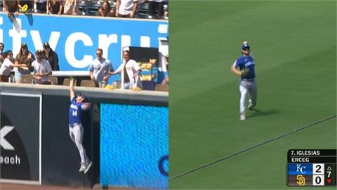 MLB(影)／練外野才兩個月！菜鳥在大聯盟「搶劫全壘打」　還飆104英里回傳火球