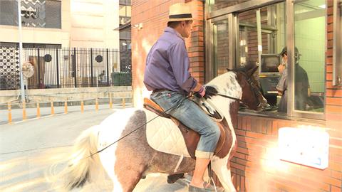 飼主騎「小馬哥」現身點餐車道　用鼻子磨蹭！店員笑場