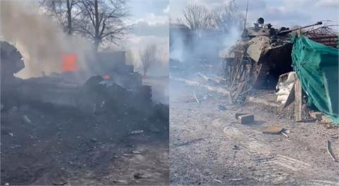 親赴烏俄戰爭前線！美退伍軍人曝光「俄戰車遭擊毀」畫面：還在冒濃煙