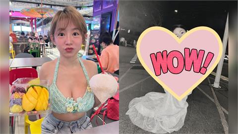 新加坡辣妹「炸深V峽谷」蹲馬路發呆！竟是「台灣第一兇」網嗨：攝影師做得好