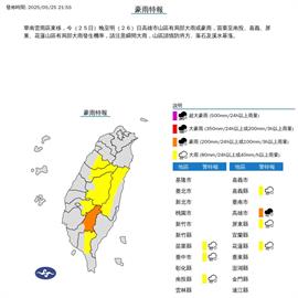 快新聞／最新！氣象署深夜再對「7縣市」發布大雨、豪雨特報