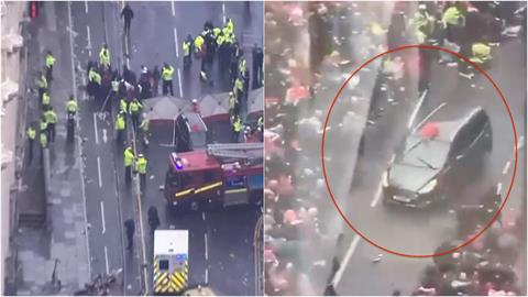 汽車「S型掃倒」英超利物浦狂歡人潮！30秒無碼視角「還原暴衝始末」