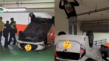 這樣也能翻？桃園女租車開到「四輪朝天」　網傻眼