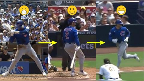MLB(影)／直球砸頭竟沒事？小熊打者「頭部觸身→抖肩舞→笑著上壘」化解驚悚場面