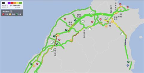 228連假收假日午後國道多處塞 車速40公里以下