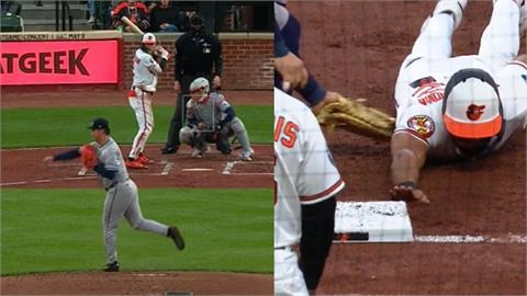 MLB(影)／哩溝皂！鄧愷威「光速回馬槍」牽制出局太神　跑者飛撲不及飲恨一壘前