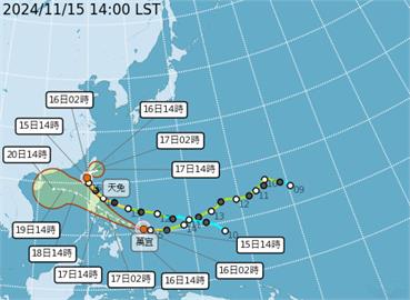 「天兔」已觸陸！　氣象署續發2縣市大雨特報