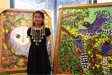 名古屋機場也看得到她的畫！ 10歲小畫家為花博畫「桃紅石虎」