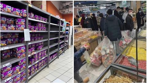突封城凌晨超市擠爆！貨架被搬空「泡麵」竟沒人買　上海人：最後的倔強