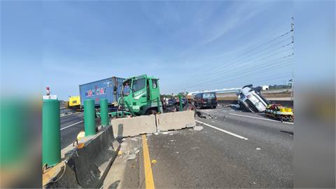 國道嚴重車禍！聯結車追撞又暴衝　害兩車自撞共釀傷１３傷