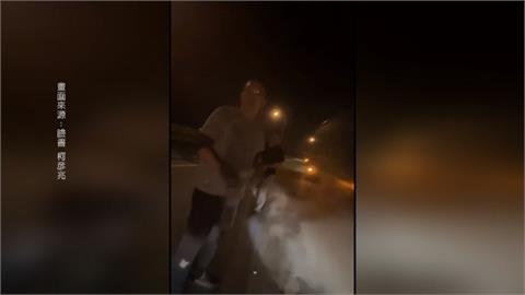 國1斗南路段聯結車爆胎起火　熱心駕駛接力灌救