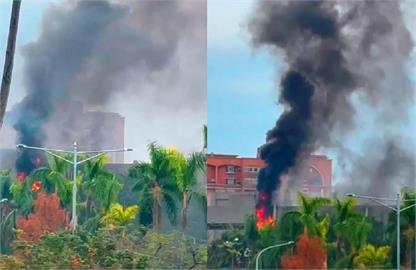 北市陽明高中實驗室突起火　5樓狂冒火舌畫面曝光