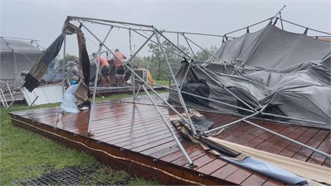 一個月內帳蓬兩度因颱風受損　豪華露營區業者損失慘重