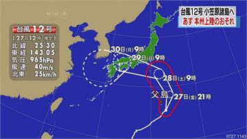 「雲雀」颱風進逼日本 最快明下午登陸本州