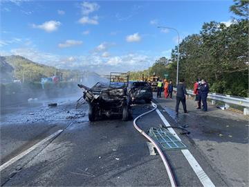 快新聞／國道3號南下寶山段5車追撞起火燃燒　現場6人輕重傷送醫