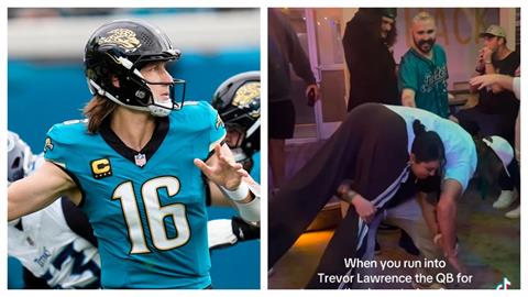 NFL(影)/酒吧裡遇到明星四分衛你會要求什麼?女球迷竟背他做深蹲