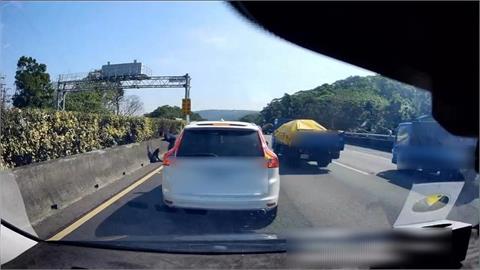 國道當停車場? 女駕駛"暫停內車道"下車抓狗