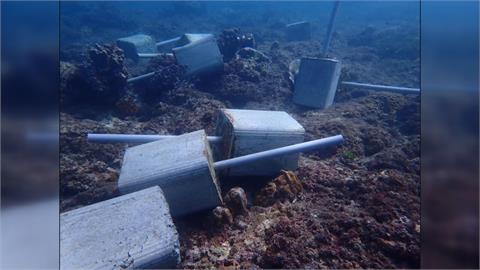 小琉球保育區驚見船錨、水泥柱砸毀珊瑚 業者自首：投放遭漂流