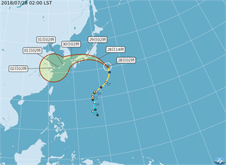 [2018/07/25]第12號颱風「雲雀」形成！影響台灣機率低