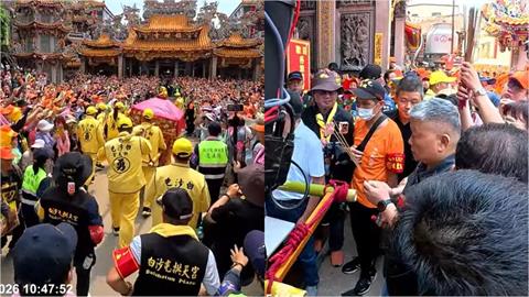 罕見「四媽相會」！白沙屯媽祖超嗨「衝進大甲鎮瀾宮」顏清標迎接